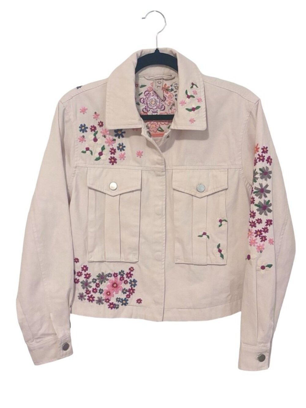 Anthropologie DOLAN Floral Embroidered Jacket, Cream, Size Small - Picture 5 of 8